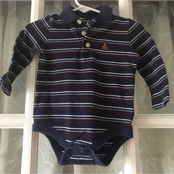 Baby Gap 6-12 months polo style collared long sleeve 100% cotton bodysuit onesie - Picture 1 of 4